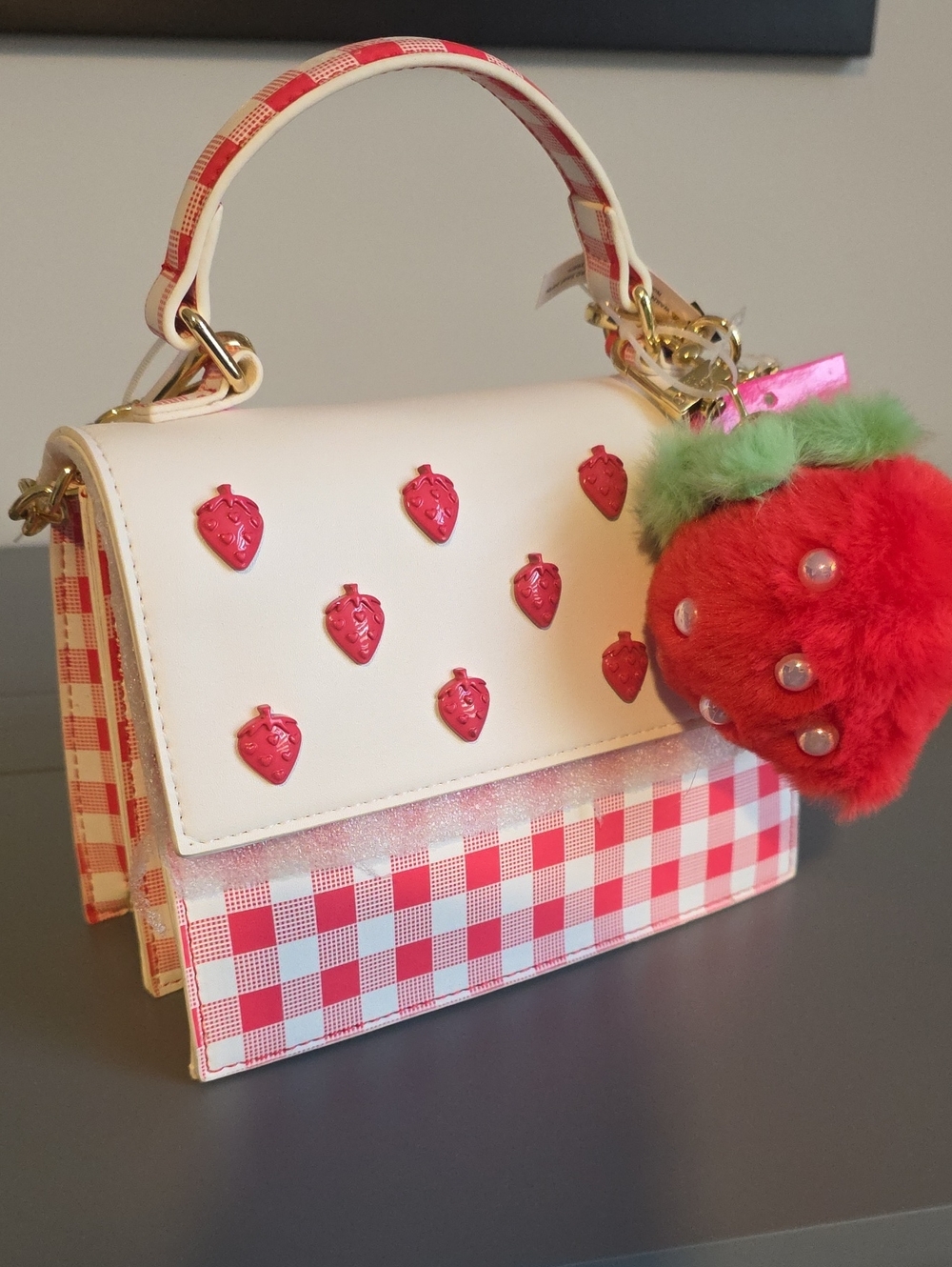 BETSEY JOHNSON NWT Strawberries Top Handle Crossbody Bag With Charm